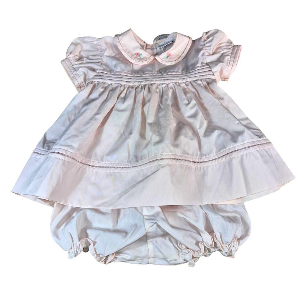 Vintage Lord & Taylor Girl Toddler Dress and Matching Bloomer Set Pink 18mo
